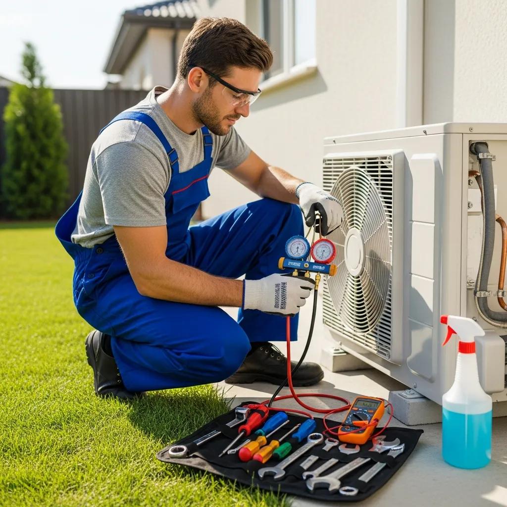 Why Is My AC Not Cooling? Troubleshooting & Repair 3 HVAC technician repairing air conditioning unit, illustrating professional repair solutions